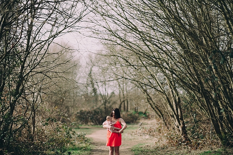 Woodland nursery shoot in South West London, lifestyle photography, mother and daughter photos