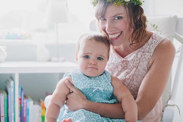 Mother and daughter photos, pastel nursery, DIY flower crown